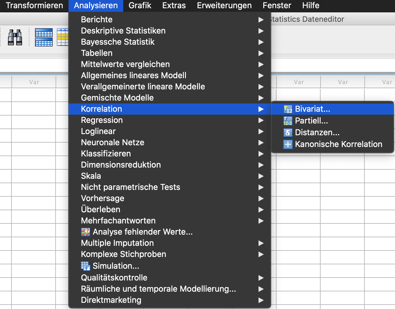 Korrelationsanalyse in SPSS Korrelationsanalyse in SPSS